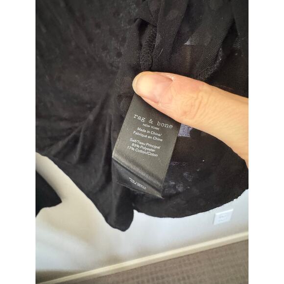 NWOT Women’s rag & bone Valencia Sheer Polka Dot Turtleneck Top in Black SZ S - Picture 7 of 8